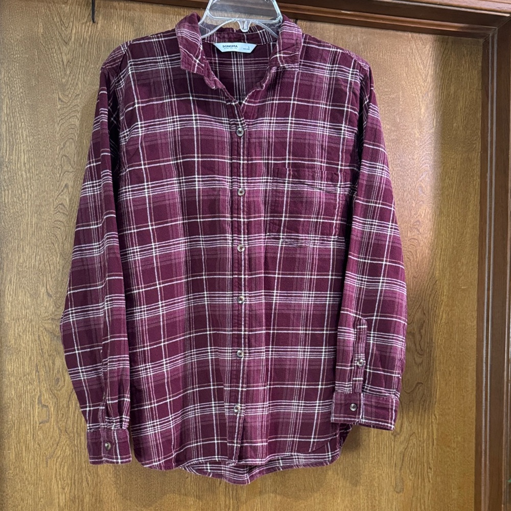 Women’s Burgundy Plaid Shirt